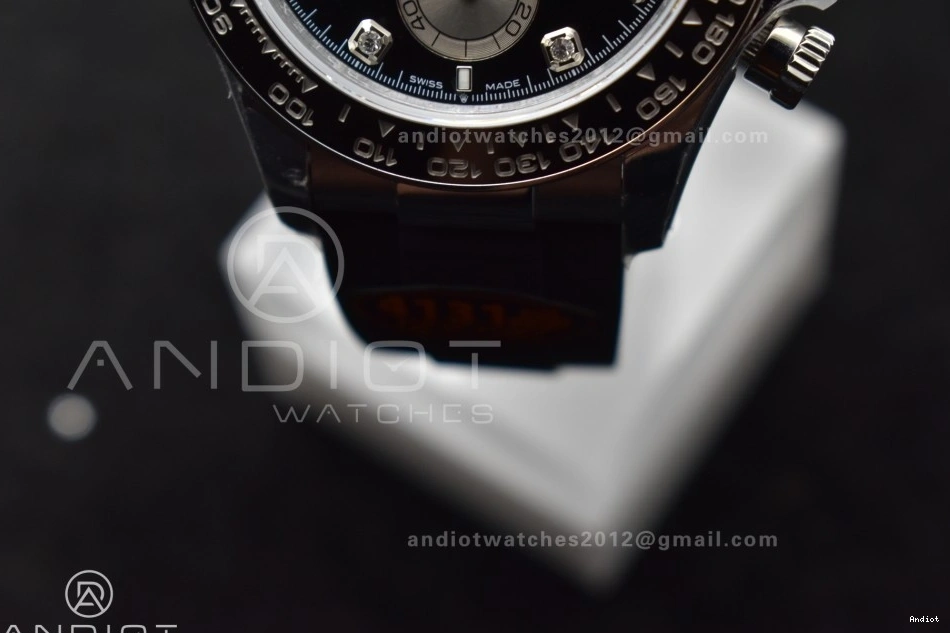 Best Oysterflex 1:1 (Weighted) SH4131 Diamonds Strap Edition 126519 Silver Black Dial on Daytona V6 QF 0301